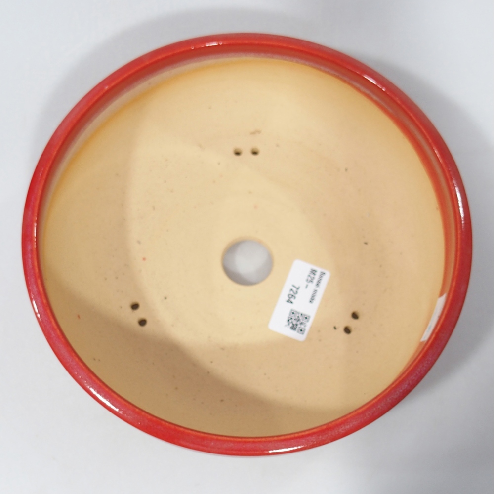 Ceramic bonsai bowl 20,5 x 20,5 x 6 cm, colour red