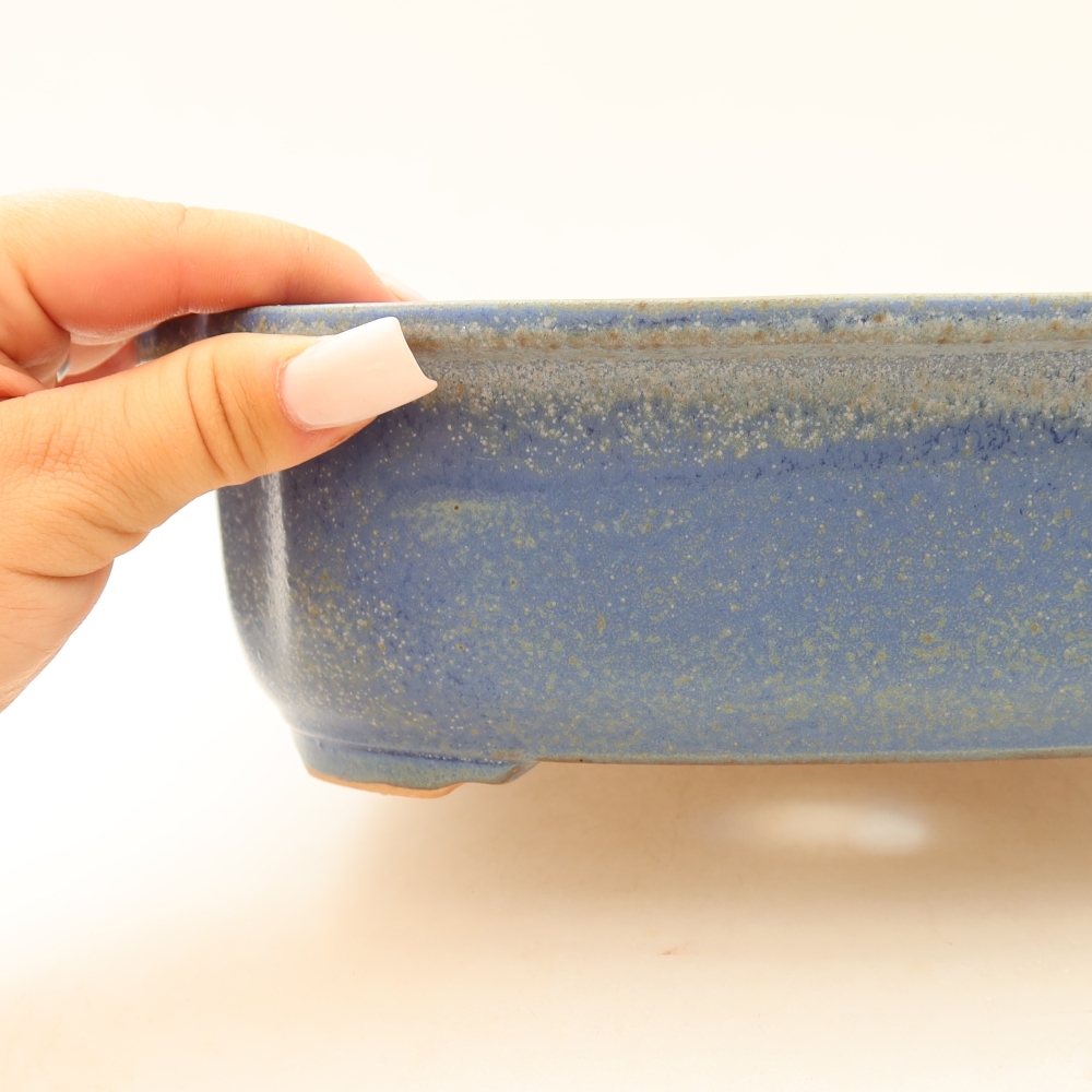 Ceramic bonsai pot, 24.5 x 21 x 7.5 cm, blue