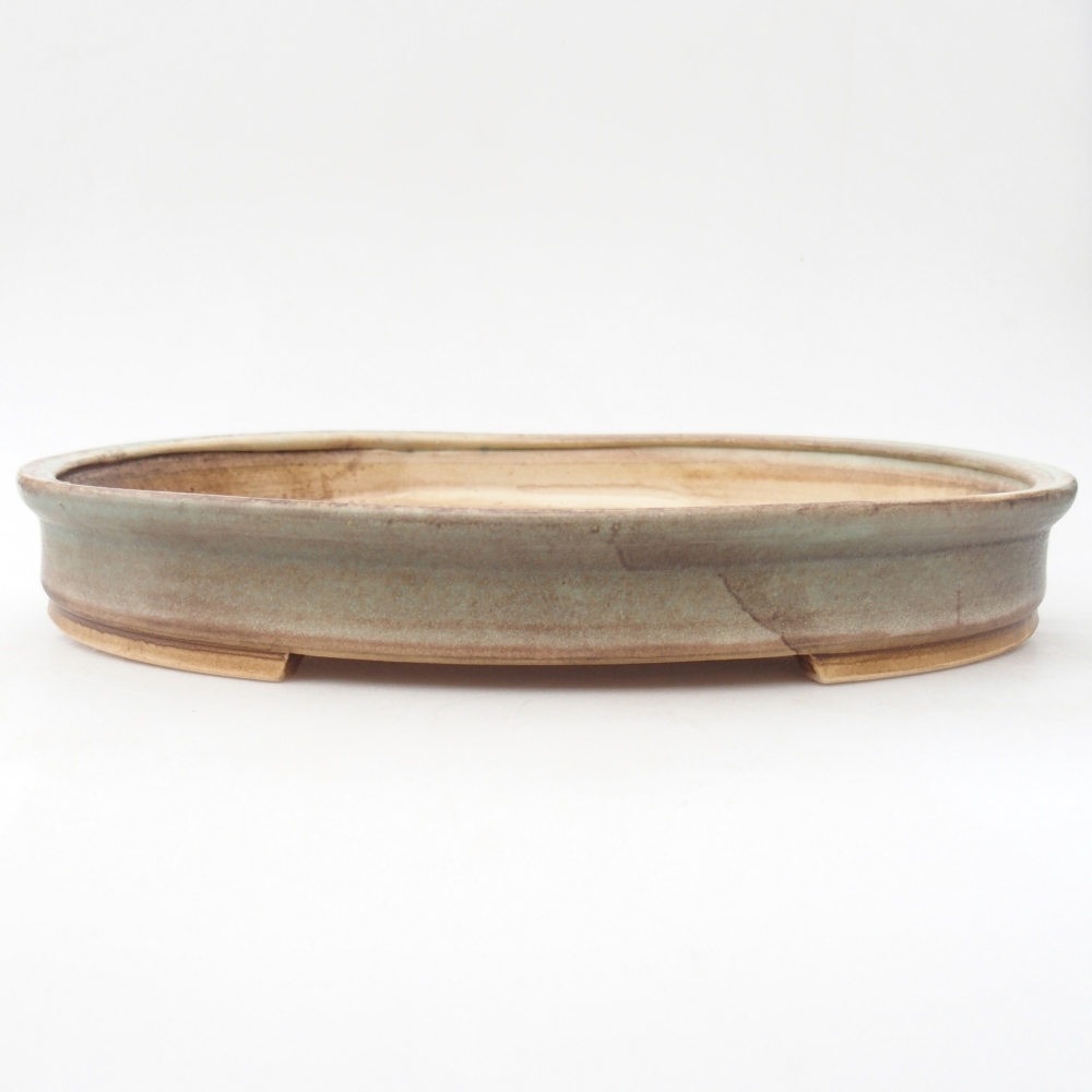 Ceramic bonsai bowl 31 x 27 x 4 cm, green