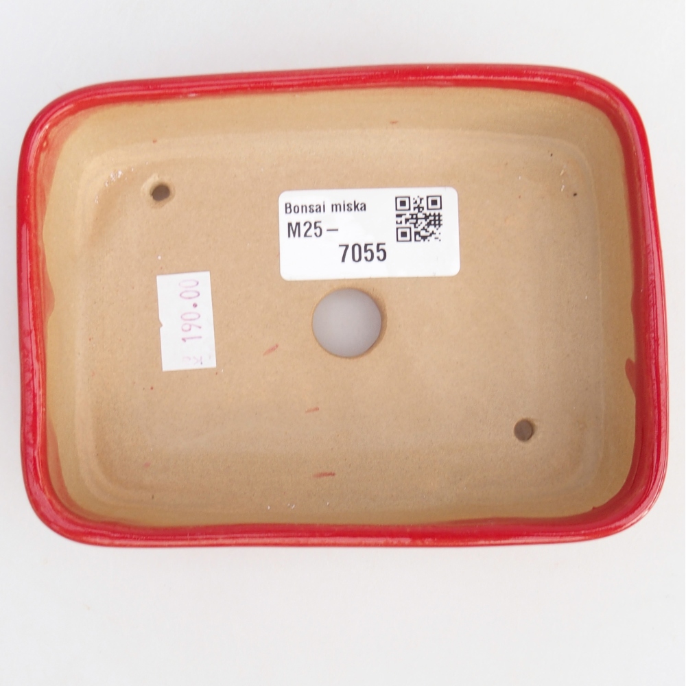 Ceramic bonsai bowl 12,5 x 9,5 x 3,5 cm, colour red
