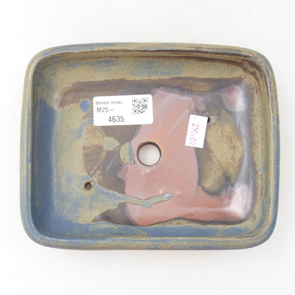 Ceramic bonsai bowl 17 x 13,5 x 3,5 cm, color blue