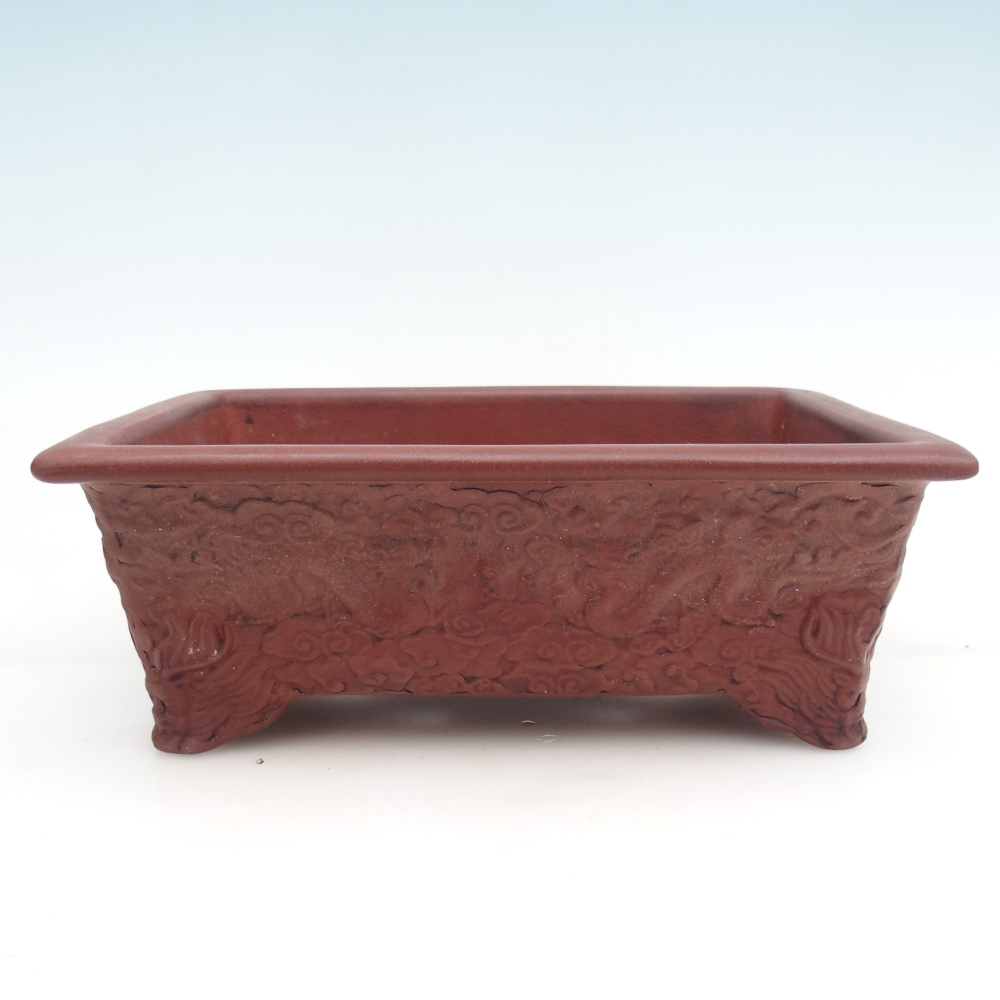 Ceramic bonsai bowl 25,5 x 18,5 x 9 cm, brown