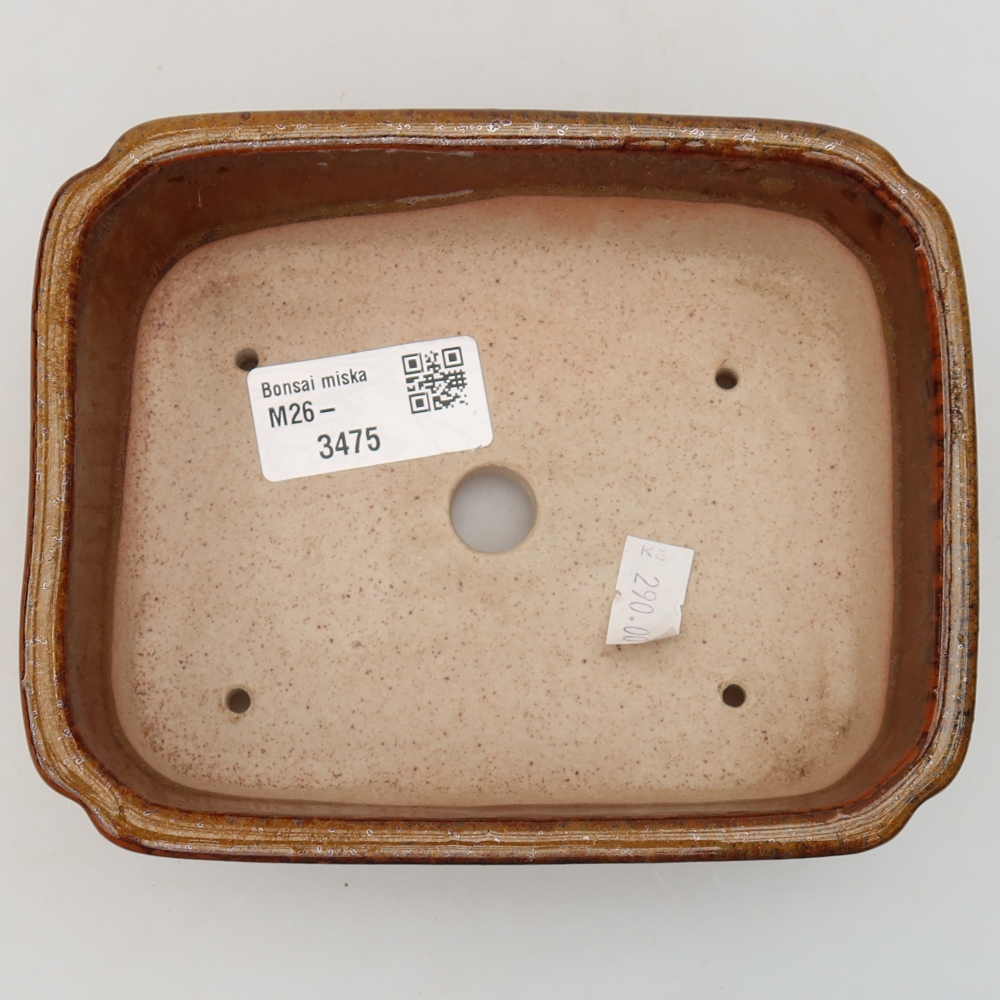 Ceramic bonsai pot, 15 x 12.5 x 4.5 cm, brown