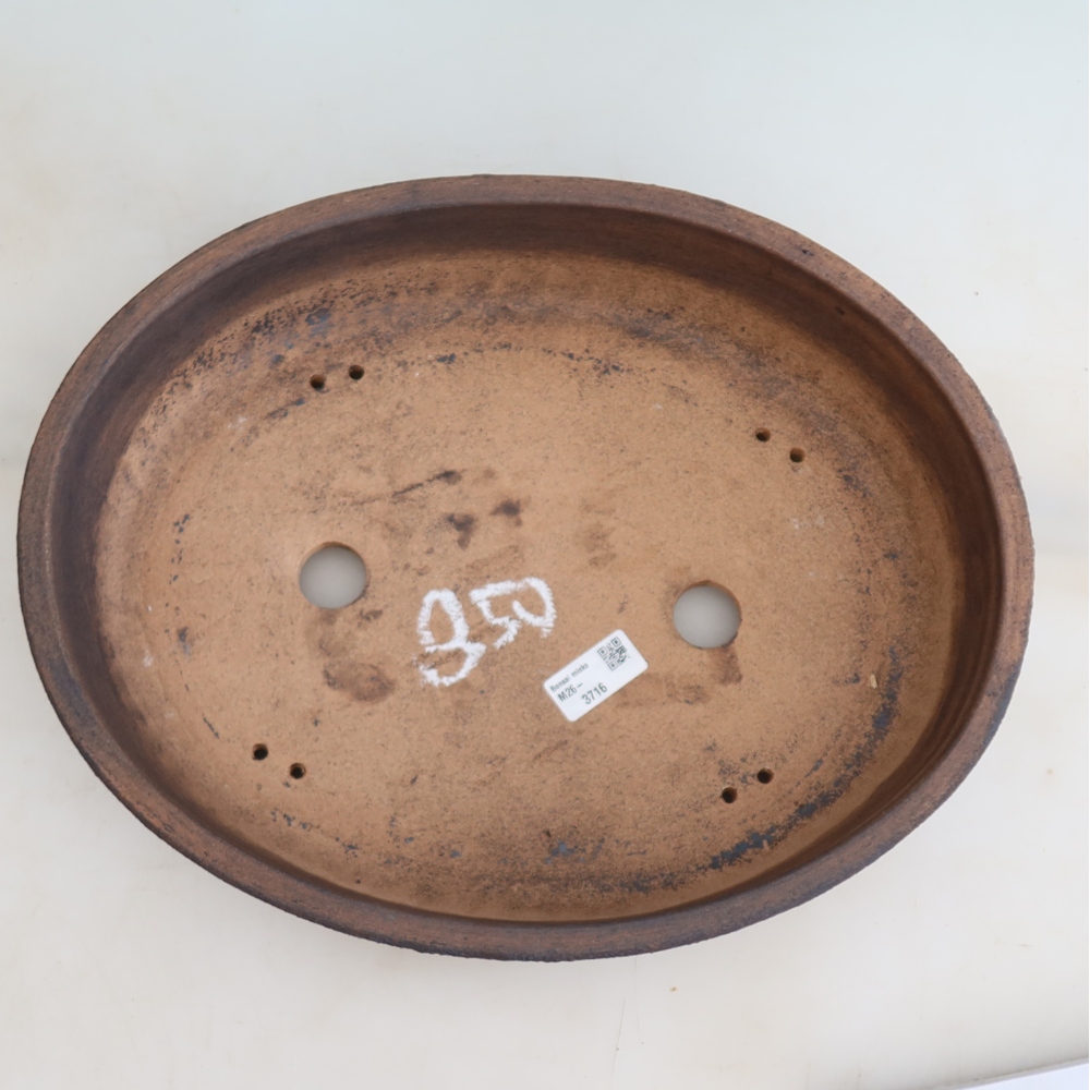 Ceramic bonsai pot, 38 x 30 x 8.5 cm, brown