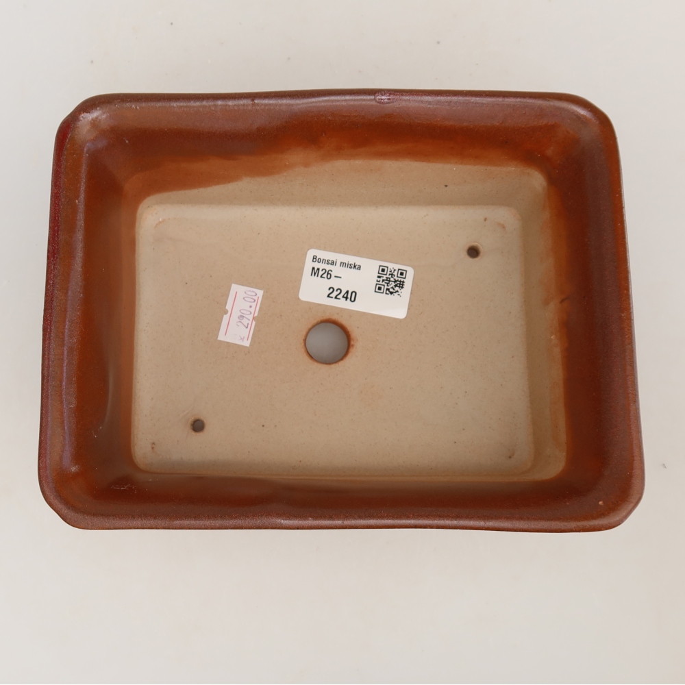 Ceramic bonsai pot, 18 x 14 x 7 cm, burgundy