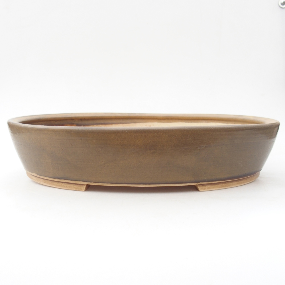 Ceramic bonsai bowl 31,5 x 27,5 x 6 cm, brown