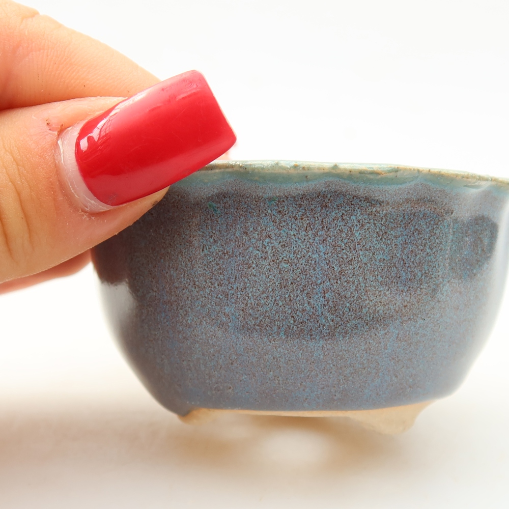 Ceramic bonsai pot, 7 x 7 x 3.5 cm, gray