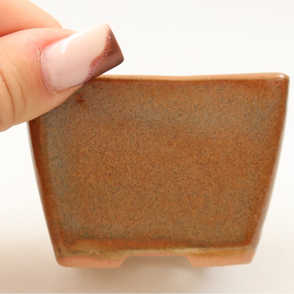 Ceramic bonsai pot, 6.5 x 6.5 x 5 cm, brown