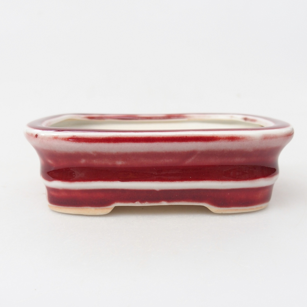 Ceramic bonsai bowl 11 x 8,5 x 3,5 cm, colour red