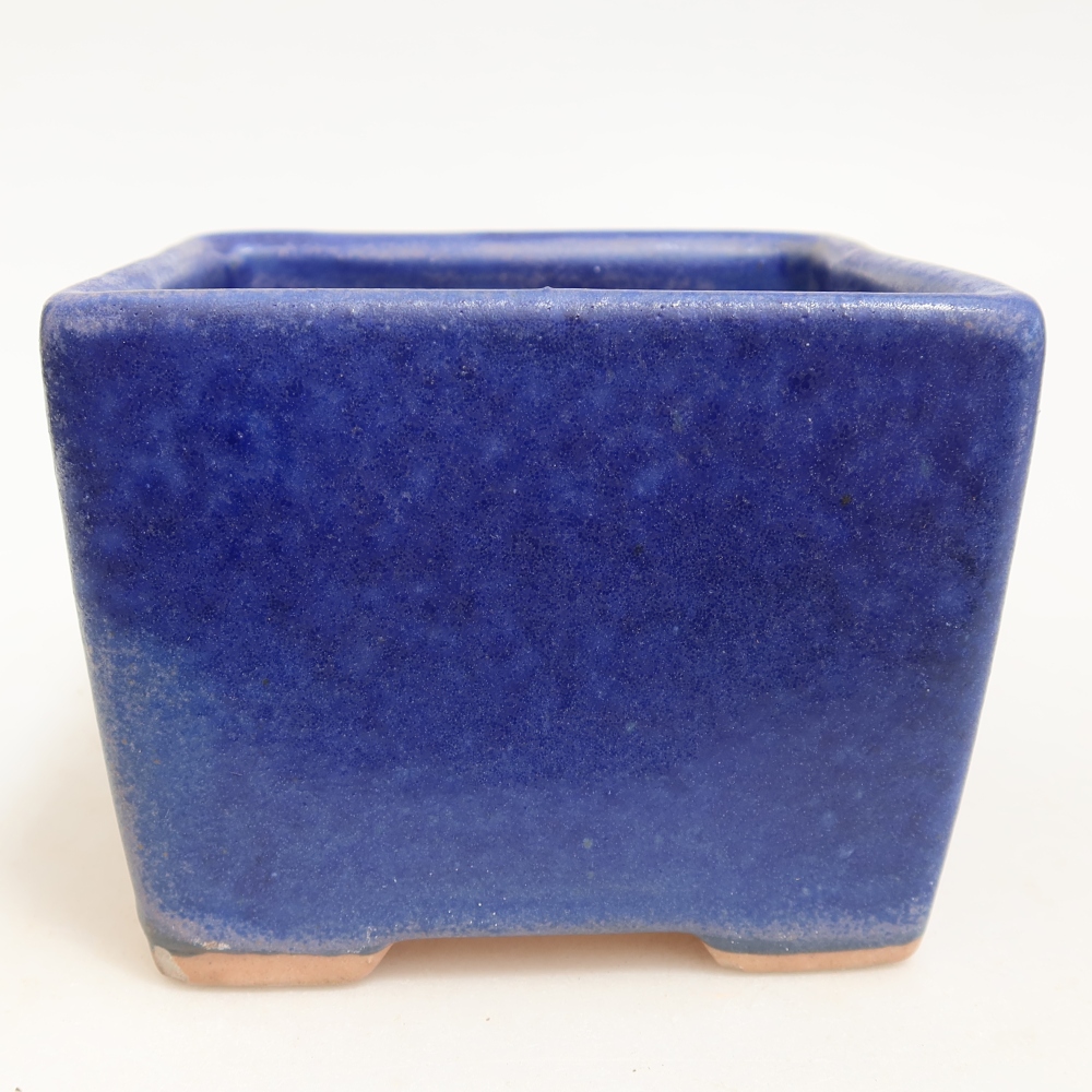 Ceramic bonsai pot, 11 x 11 x 8.5 cm, blue