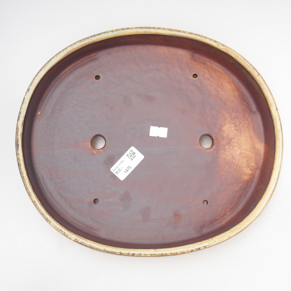 Ceramic bonsai bowl 30 x 26,5 x 4 cm, green
