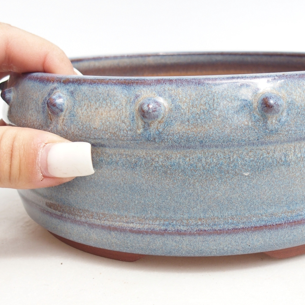 Ceramic bonsai bowl 17 x 17 x 7 cm, colour blue