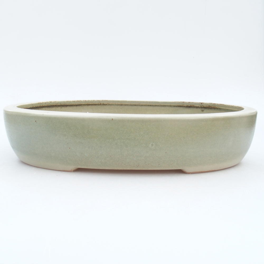 Ceramic bonsai bowl 26,5 x 21 x 5 cm, green