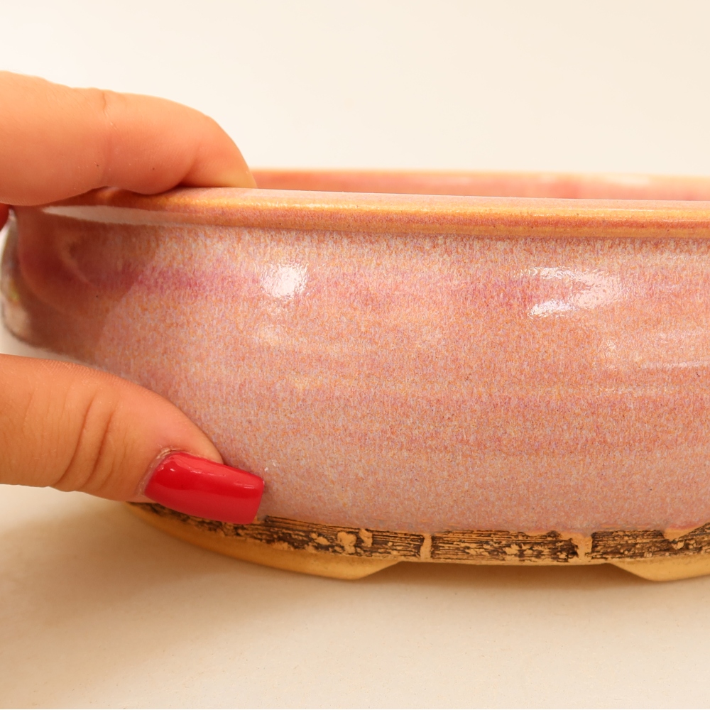 Ceramic bonsai pot, 23 x 23 x 7 cm, pink