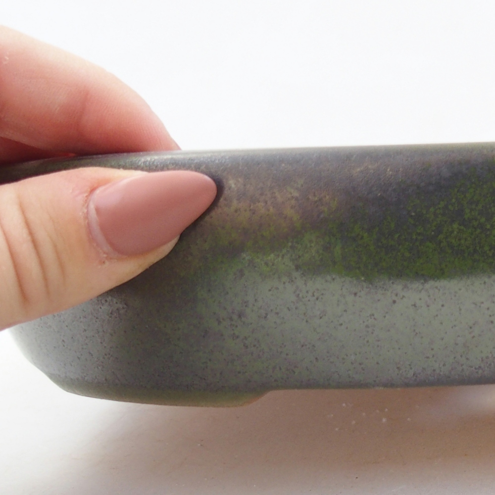Ceramic bonsai bowl 22 x 16,5 x 4,5 cm, green