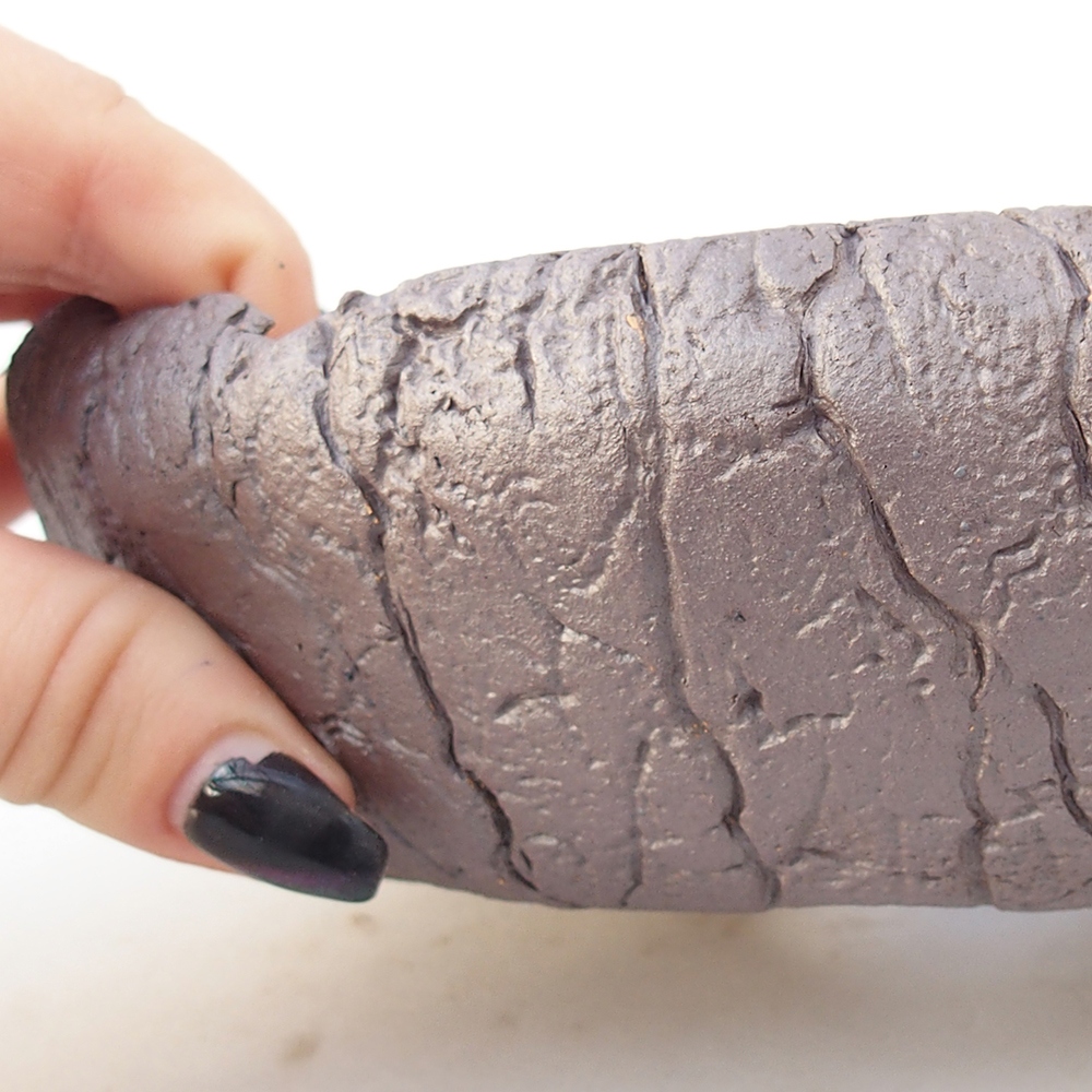 Ceramic bonsai bowl 16 x 16 x 5 cm, metal colour