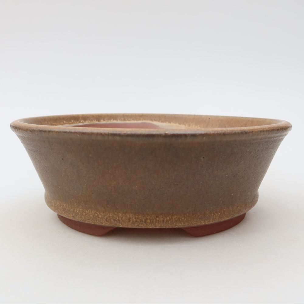 Ceramic bonsai pot, 15.5 x 15.5 x 5.5 cm, brown