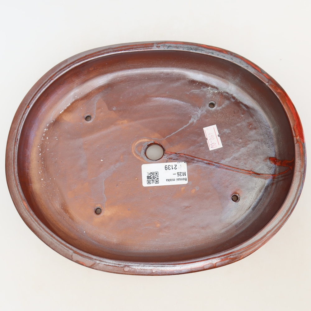 Ceramic bonsai pot, 24.5 x 20 x 4 cm, metallic red