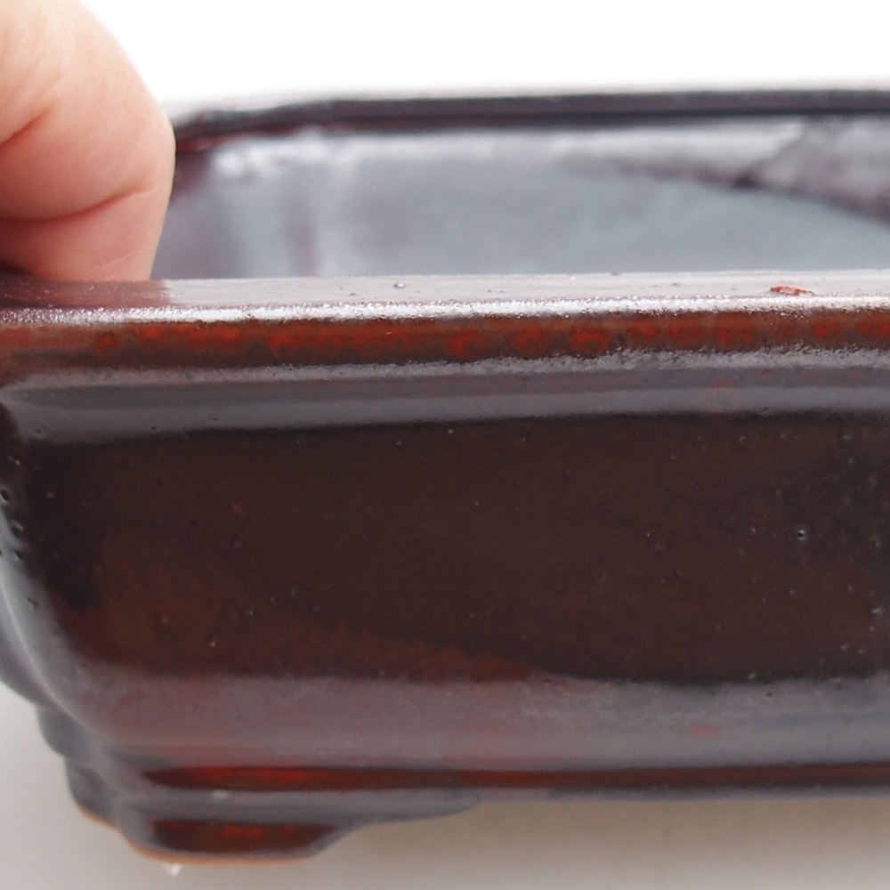 Ceramic bonsai bowl 27 x 21 x 7 cm, colour black red