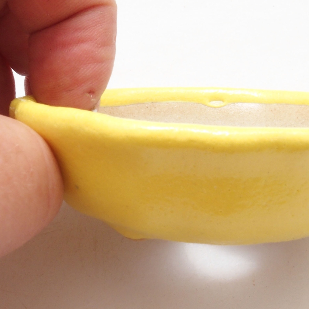 Ceramic bonsai bowl 7 x 7 x 2 cm, yellow