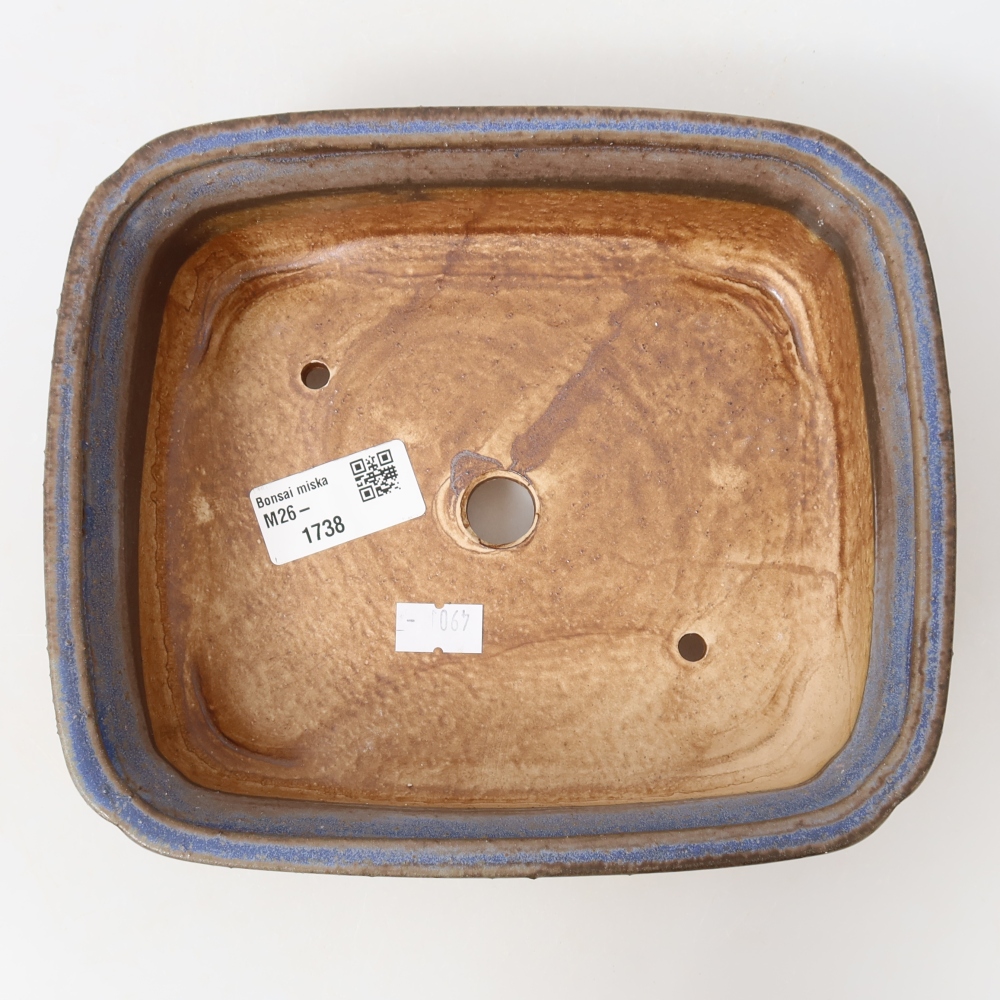 Ceramic bonsai pot, 19.5 x 17 x 6 cm, blue