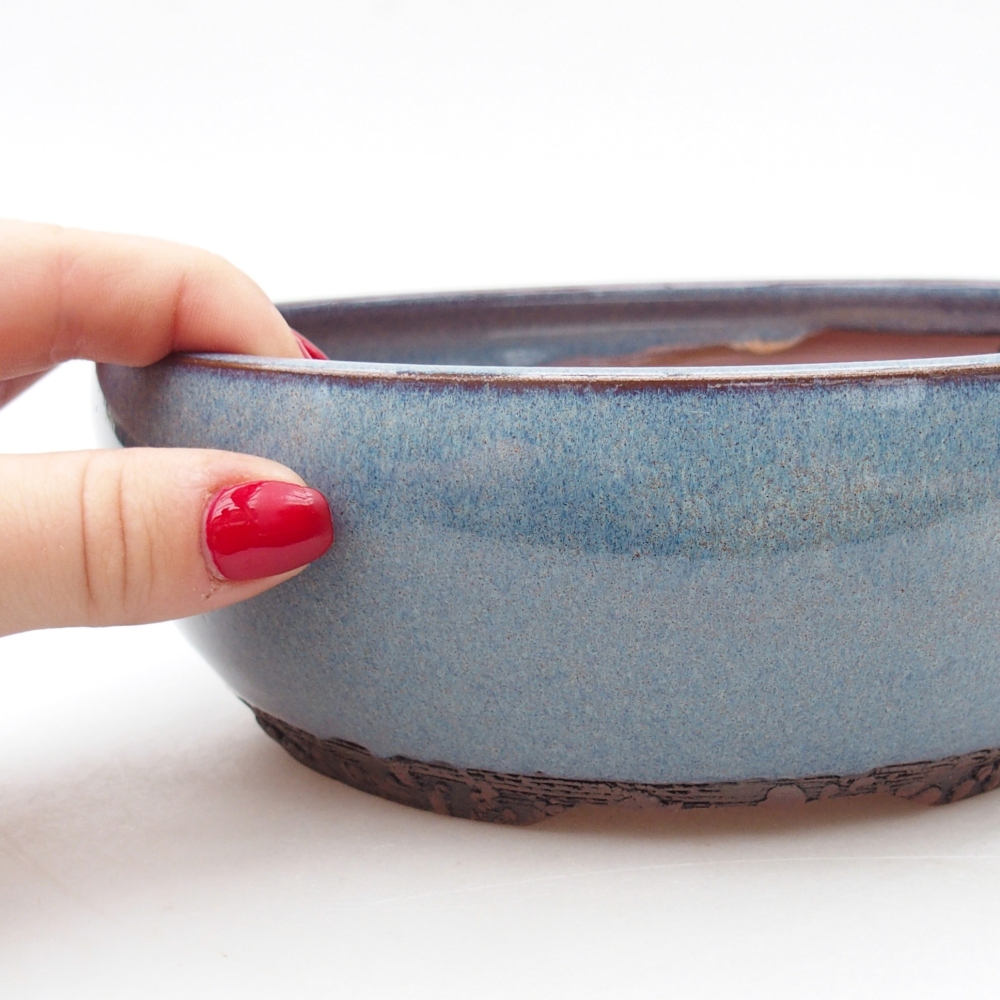 Ceramic bonsai bowl 18 x 18 x 7,5 cm, colour blue