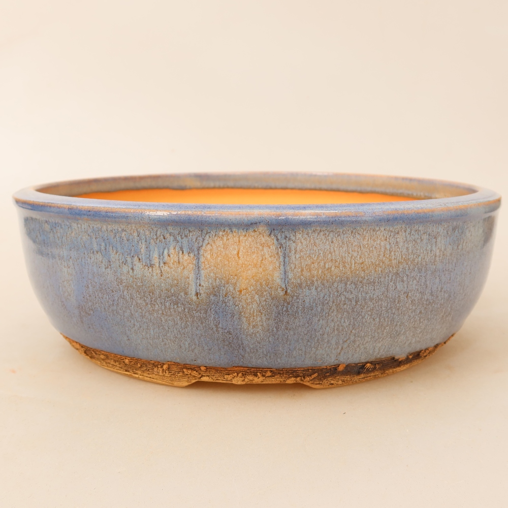 Ceramic bonsai pot, 24 x 24 x 7.5 cm, blue