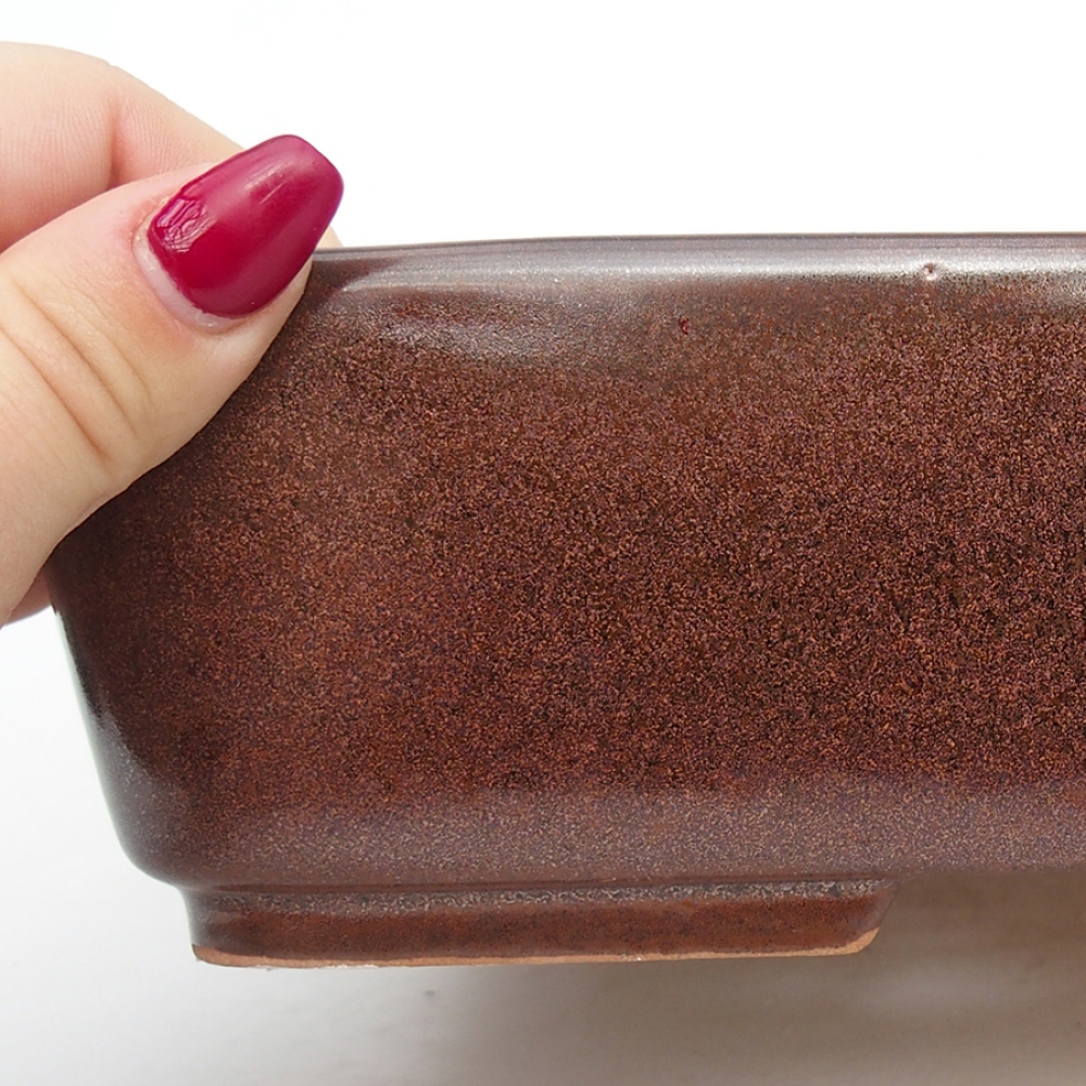 Ceramic bonsai bowl 27 x 20,5 x 6,5 cm, brown color