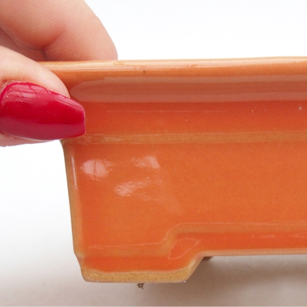 Ceramic bonsai bowl 11 x 8,5 x 4 cm, orange