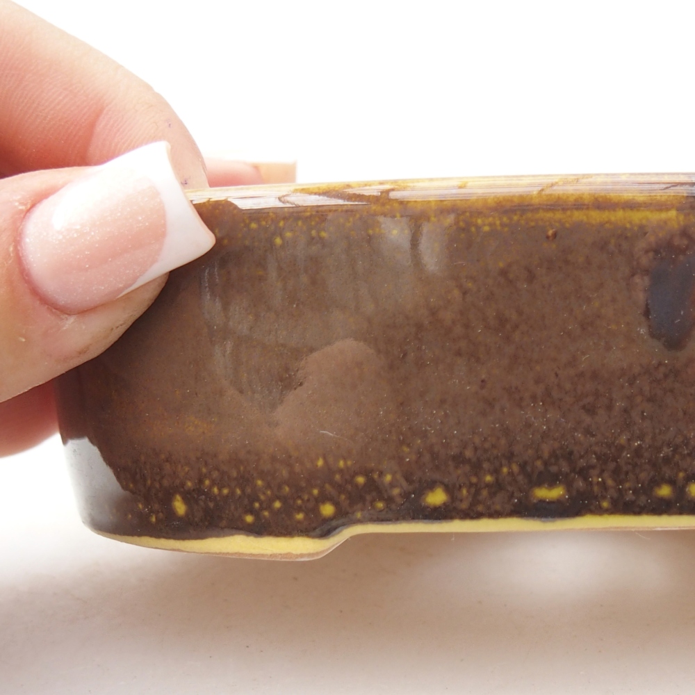 Ceramic bonsai bowl 12,5 x 10 x 3,5 cm, yellow