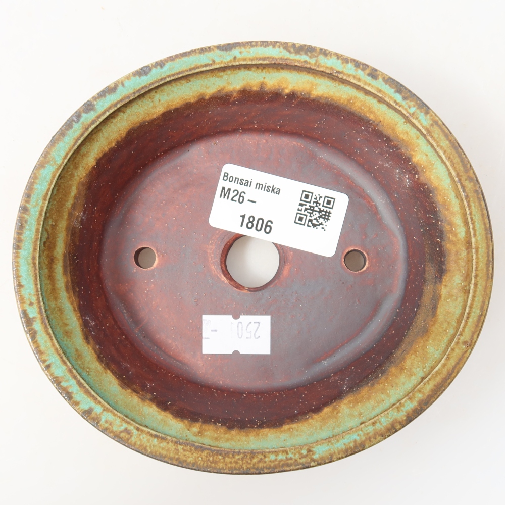 Ceramic bonsai pot, 12.5 x 11.5 x 4 cm, green