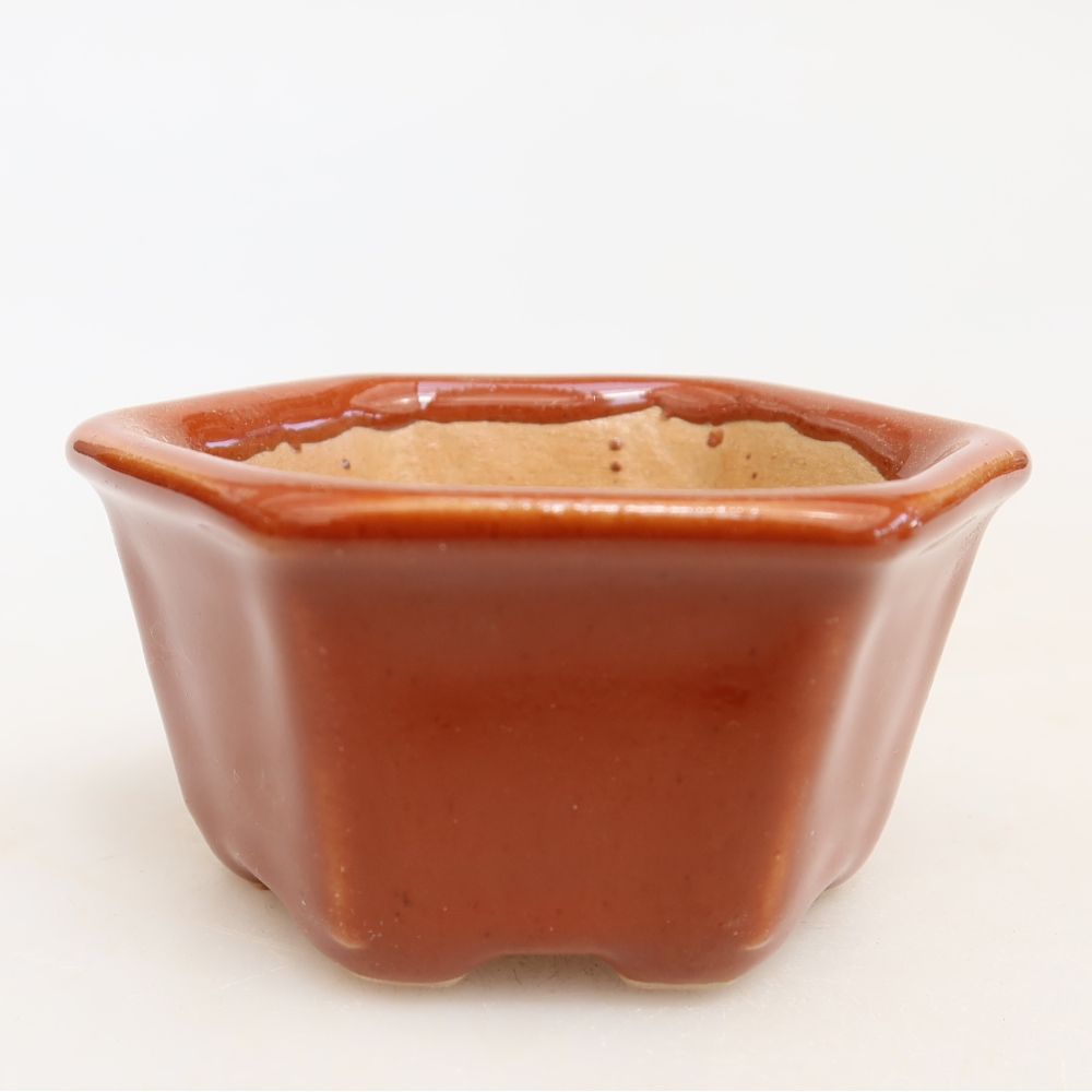 Ceramic bonsai pot, 7.5 x 7 x 4 cm, brown