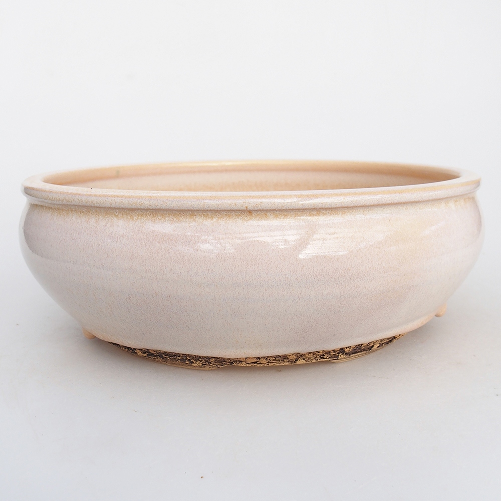 Ceramic bonsai bowl 21,5 x 21,5 x 7,5 cm, colour beige