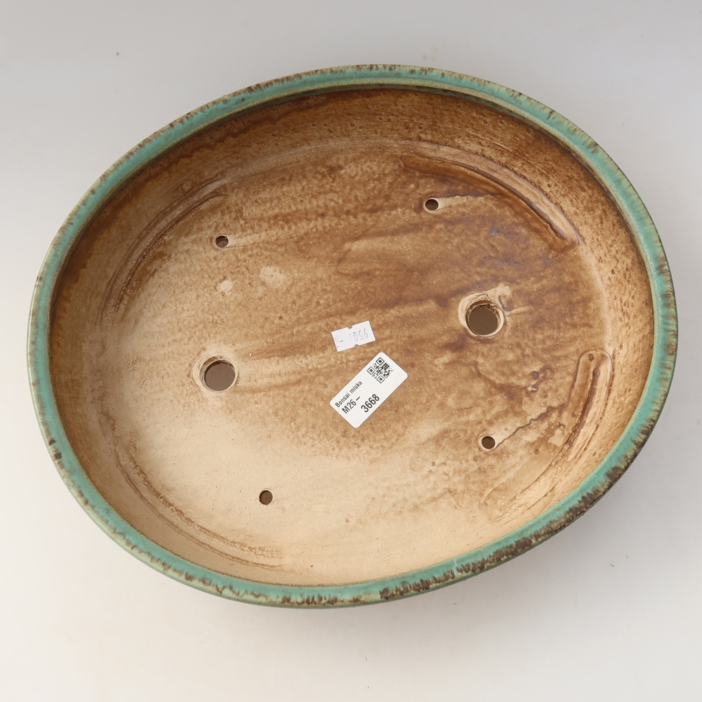 Ceramic bonsai pot, 32 x 27.5 x 6.5 cm, green