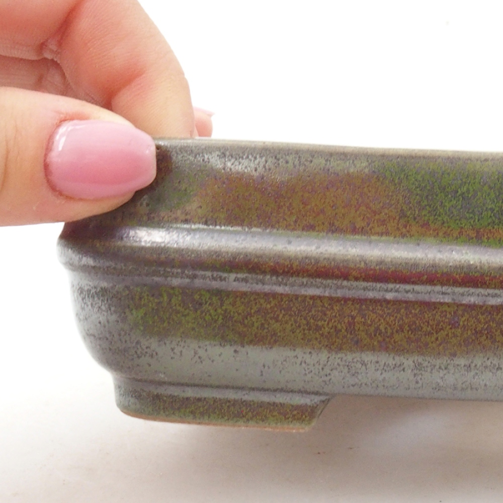 Ceramic bonsai bowl 14 x 12,5 x 4,5 cm, color green