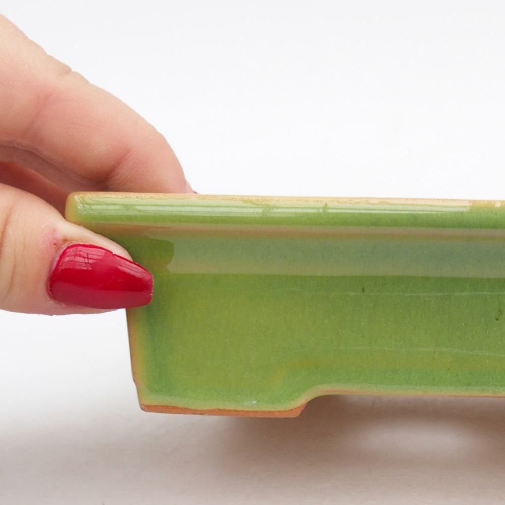 Ceramic bonsai bowl 13 x 10 x 4 cm, green