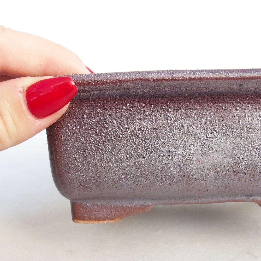 Ceramic bonsai bowl 12 x 9,5 x 5 cm, metal colour