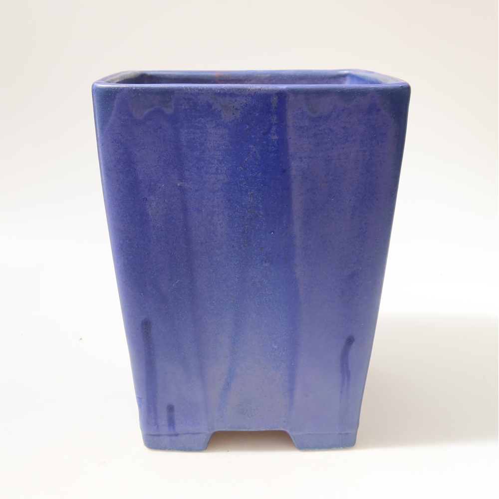 Ceramic bonsai pot, 15 x 15 x 19.5 cm, blue