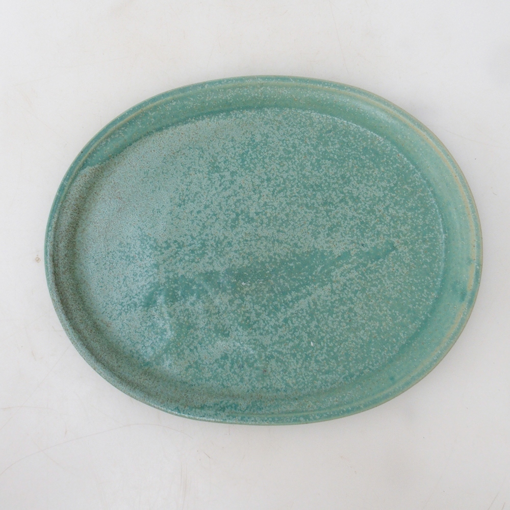 Bonsai bowl oval M - 22.5 x 18 x 1.5 cm - green