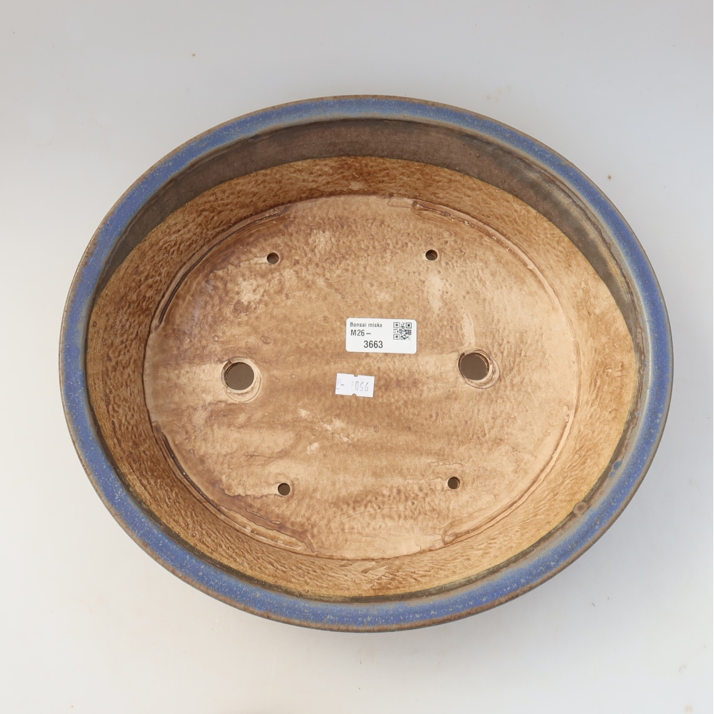 Ceramic bonsai pot, 31 x 28.5 x 7 cm, blue