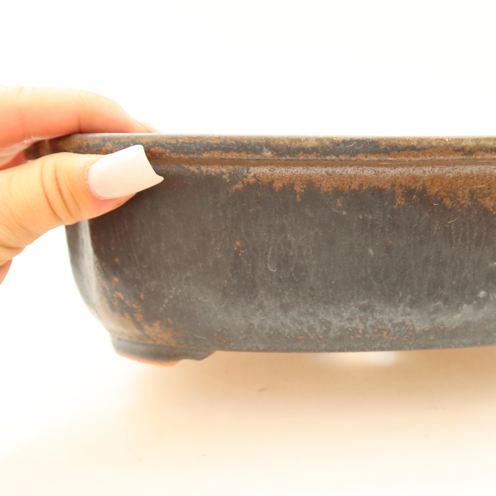 Ceramic bonsai pot, 24.5 x 21 x 7.5 cm, brown