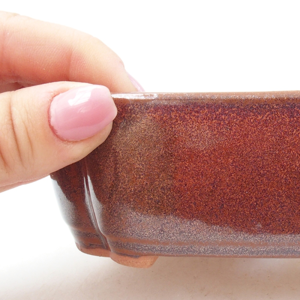Ceramic bonsai bowl 15 x 11,5 x 4,5 cm, color brown