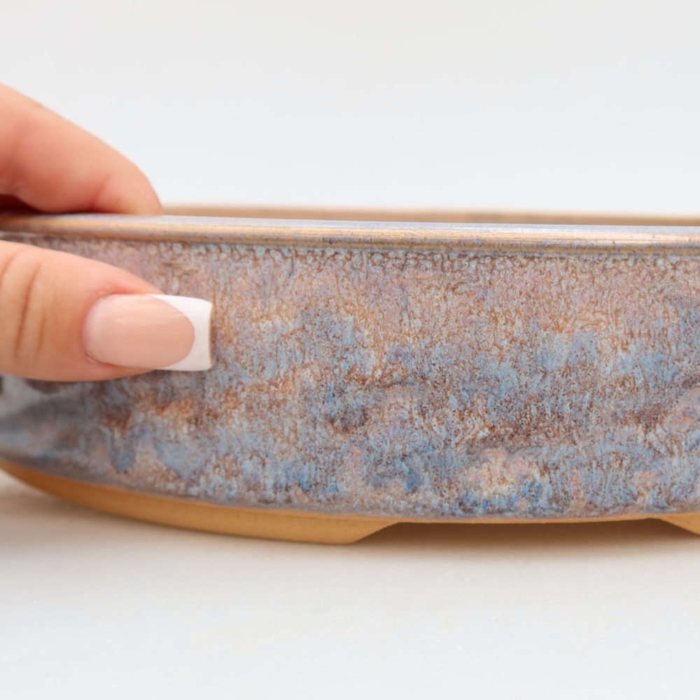 Ceramic bonsai pot, 28 x 28 x 5.5 cm, blue