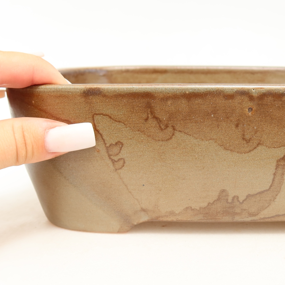 Ceramic bonsai pot, 23 x 17.5 x 7.5 cm, brown