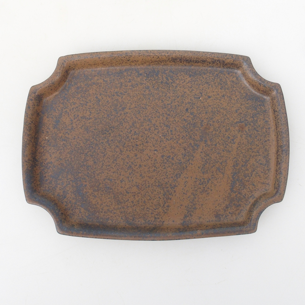 Bonsai pot + saucer H03 - 16.5 x 12 x 4.5 cm. - brown
