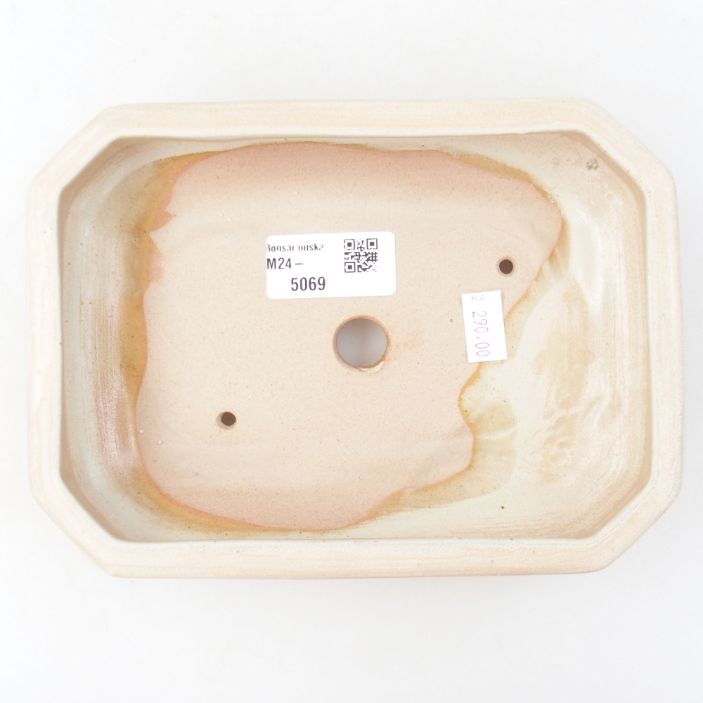 Ceramic bonsai bowl 18,5 x 13,5 x 4 cm, color beige