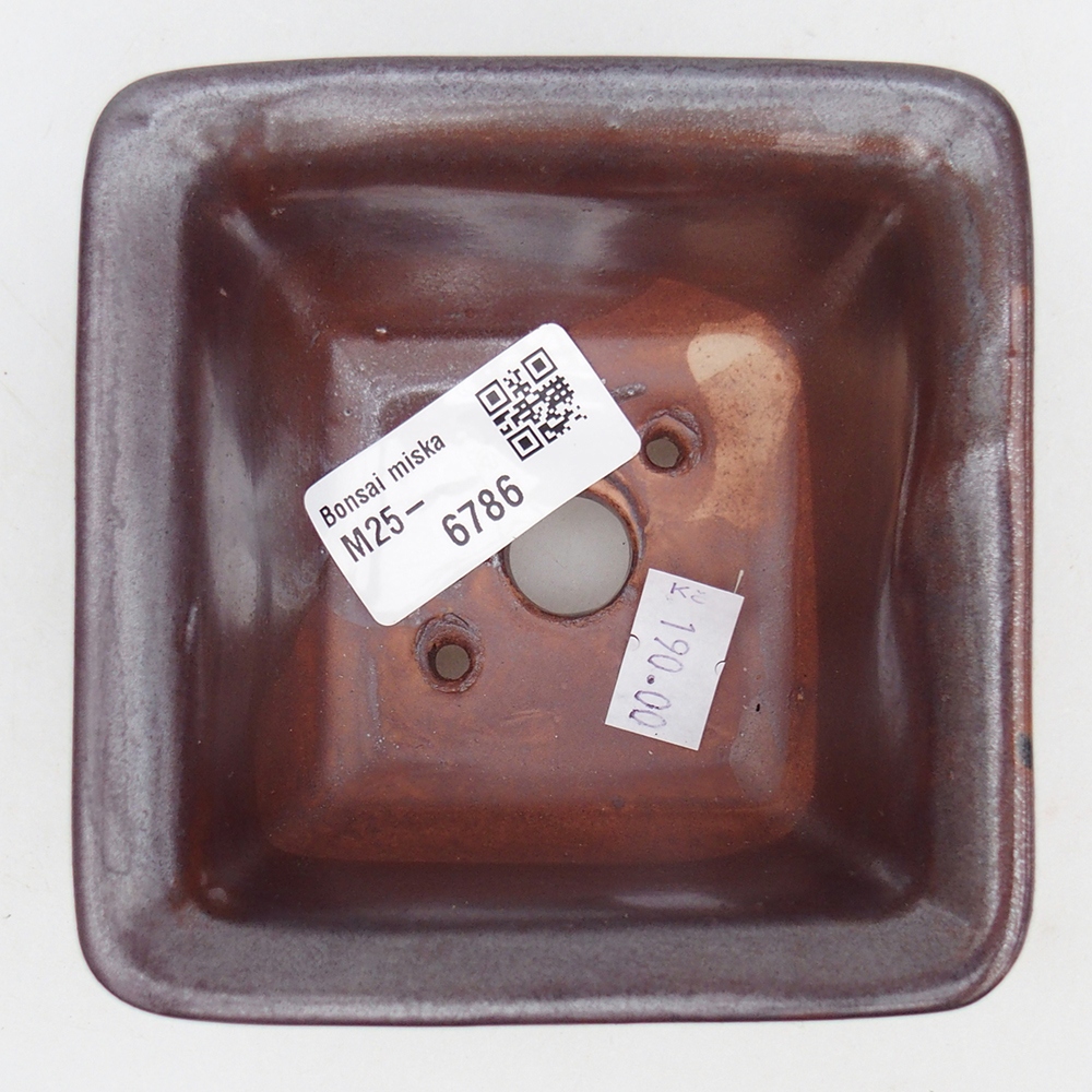 Ceramic bonsai bowl 10 x 10 x 6 cm, burgundy