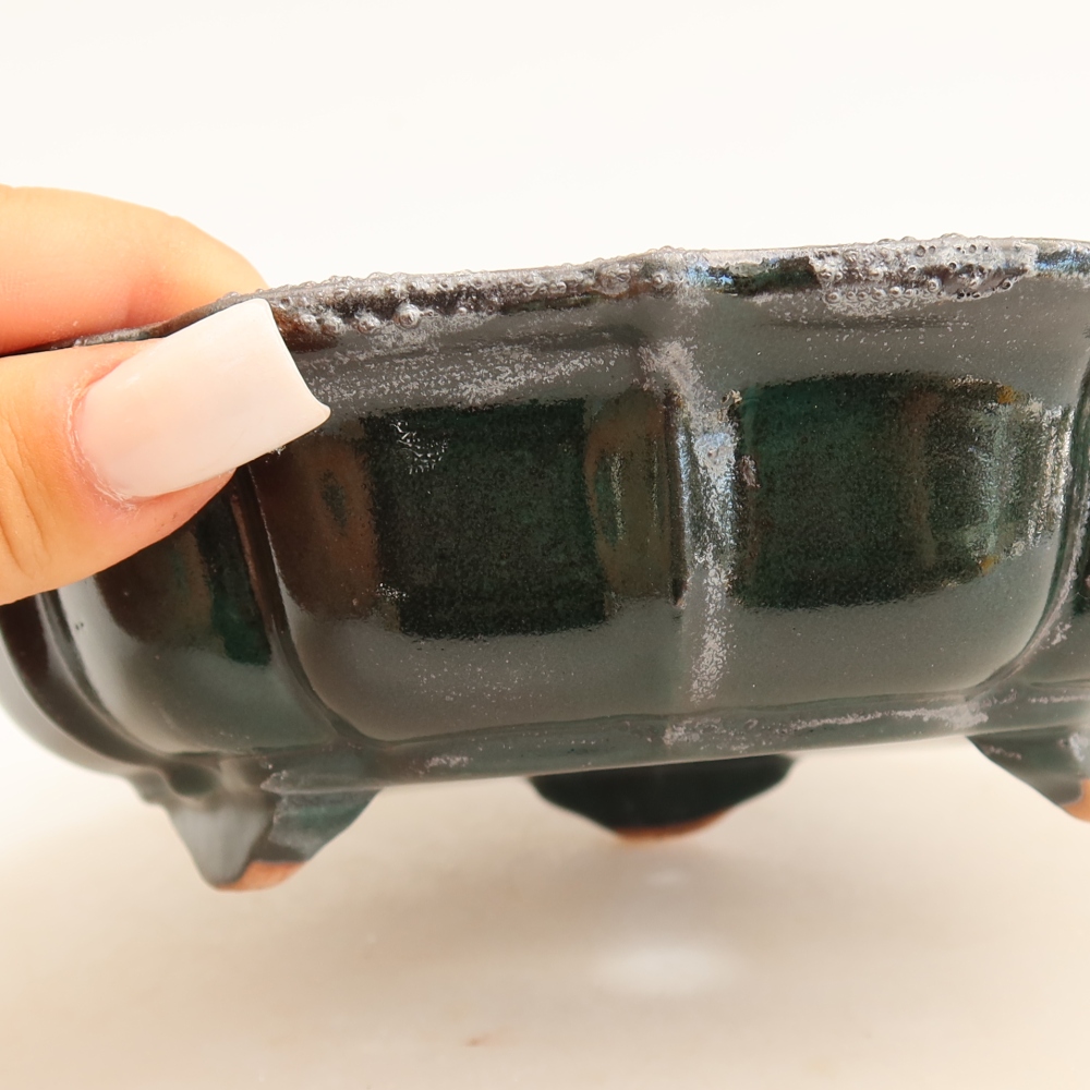 Ceramic bonsai pot, 18.5 x 18.5 x 5 cm, green