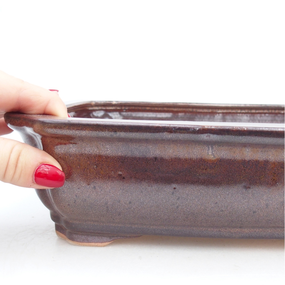Ceramic bonsai bowl 27,5 x 22 x 7 cm, brown