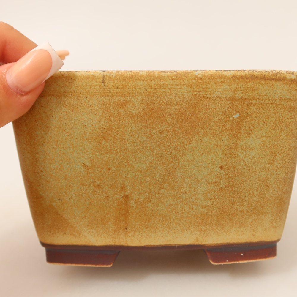 Ceramic bonsai pot, 13 x 13 x 8 cm, green